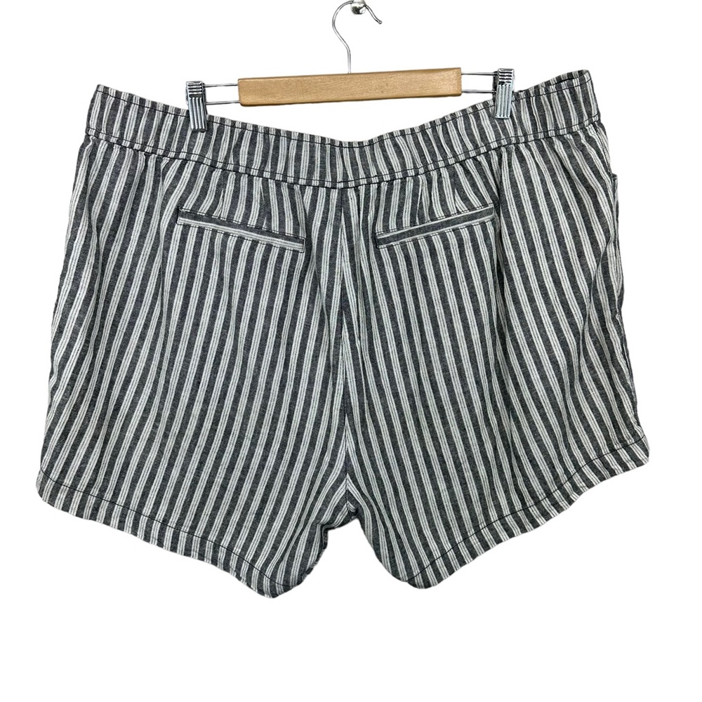 LANE BRYANT Shorts Plus 20 Stripes Linen Blend Stretch Waist Drawstring - Picture 2 of 8